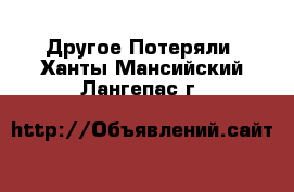 Другое Потеряли. Ханты-Мансийский,Лангепас г.